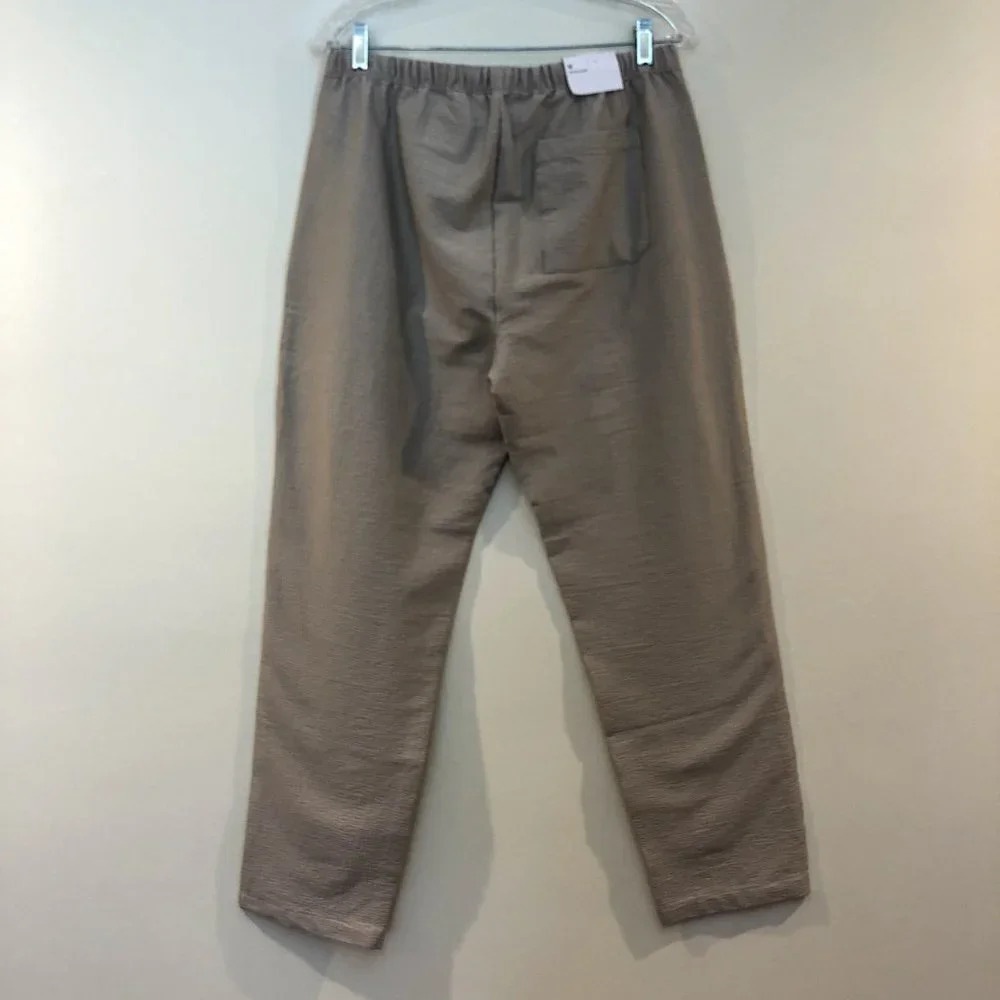 NEW ONIA Seersucker Loose Fitting Drawstring Cream Beach Pants Women's Medium - Picture 8 of 12